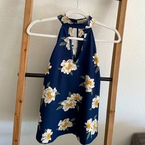 Floral high neck tank